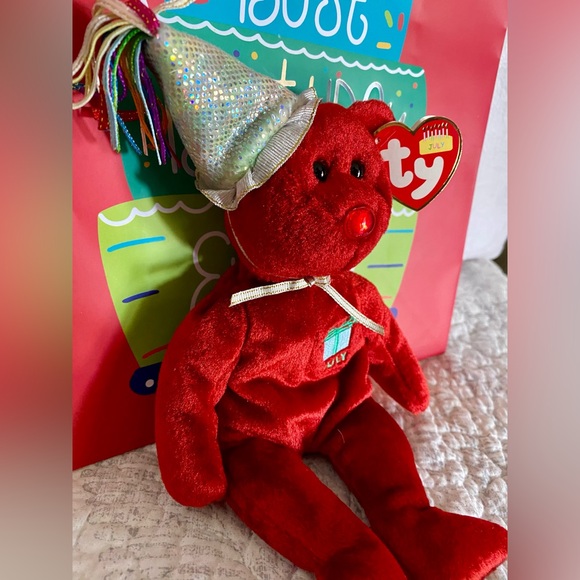 🎈 JULY BIRTHDAY RETIRED COLLECTIBLE TY BEANIE BABY “JULY” BEAR! MWMT! - Picture 3 of 7